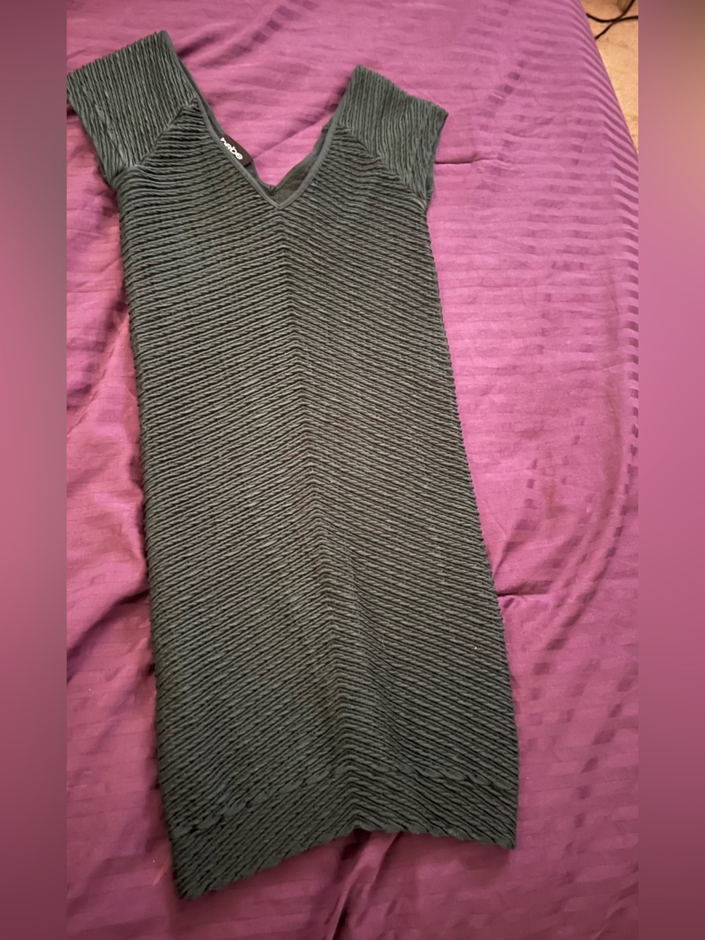 Dark green Ribbed Knit Midi dress